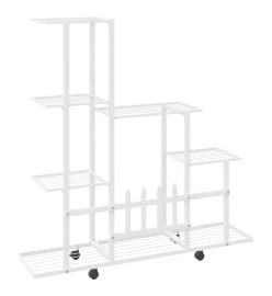 Support pour plantes sur roues 94,5x25x92,5 cm Blanc Métal