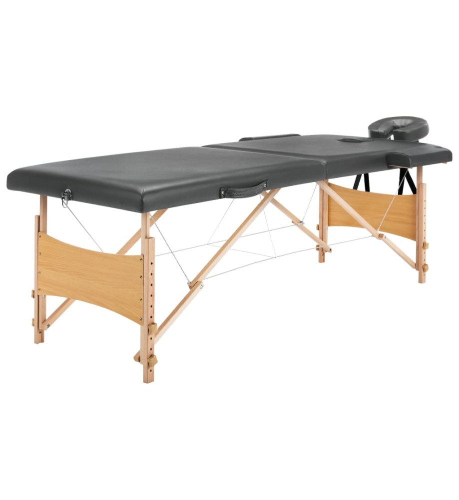 Table de massage avec 2 zones Cadre en bois Anthracite 186x68cm