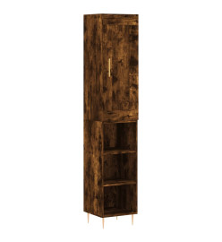 Buffet haut Chêne fumé 34,5x34x180 cm Bois d'ingénierie