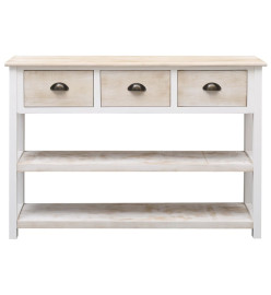 Buffet Blanc et marron 108x30x76 cm Bois de Paulownia massif