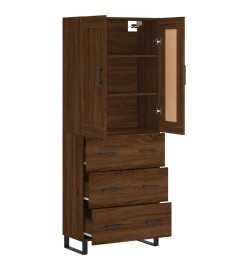 Buffet haut Chêne marron 69,5x34x180 cm Bois d'ingénierie