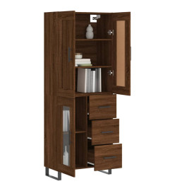 Buffet haut Chêne marron 69,5x34x180 cm Bois d'ingénierie