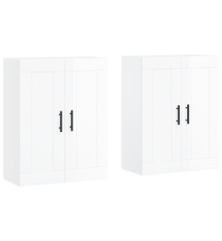 Armoires murales 2 pcs blanc brillant bois d'ingénierie