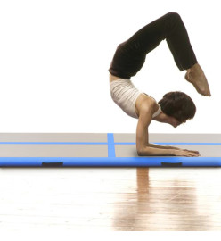 Tapis gonflable de gymnastique avec pompe 300x100x10cm PVC Bleu