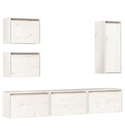 Meubles TV 6 pcs Blanc Bois massif de pin