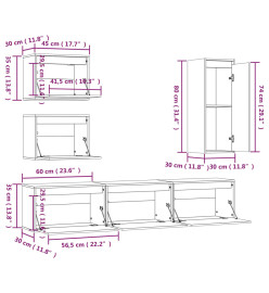 Meubles TV 6 pcs Blanc Bois massif de pin