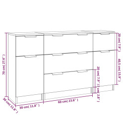 Ensemble de buffets 3 pcs Chêne sonoma Bois d'ingénierie