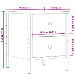 Table de chevet chêne marron 40x42x50 cm bois d'ingénierie