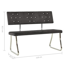 Banc 110 cm Gris foncé Velours