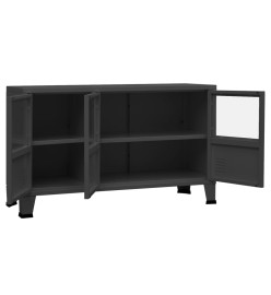 Buffet industriel Anthracite 105x35x62 cm Métal et verre