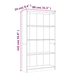 Bibliothèque 4 niveaux Chêne marron 80x24x142cm Bois ingénierie