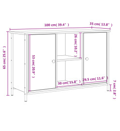 Meuble TV chêne fumé 100x35x65 cm bois d'ingénierie