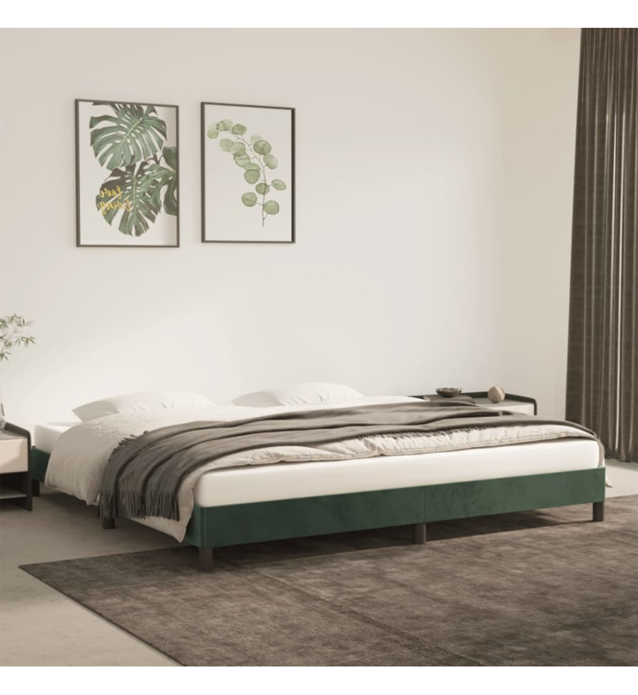 Cadre de lit Vert foncé 200x200 cm Velours Cadre de lit Vert foncé 200x200 cm Velours