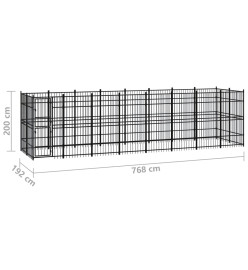 Chenil d'extérieur pour chiens Acier 14,75 m²