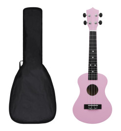 Jeu de ukulélé soprano avec sac pour enfants Rose 23"