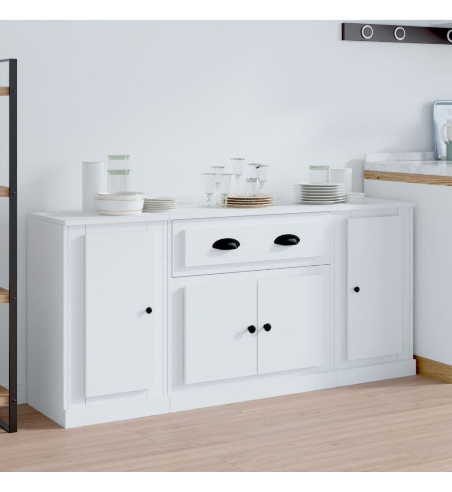 Buffets 3 pcs Blanc Bois d'ingénierie