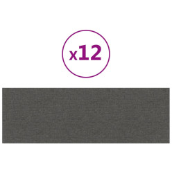 Panneaux muraux 12 pcs Gris foncé 90x30 cm Tissu 3,24 m²