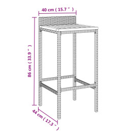 Tabourets de bar 2 pcs noir résine tressée et bois d'acacia