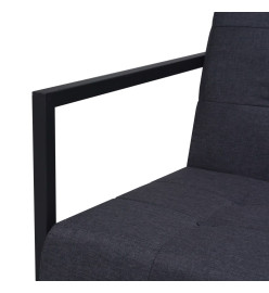 Sofa à 2 places avec accoudoirs acier et tissu gris foncé