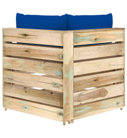 Canapé de jardin 2 places avec coussins Bois imprégné de vert