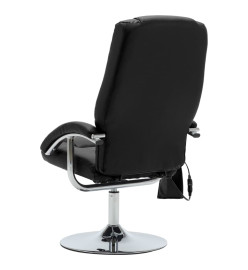 Fauteuil de massage avec repose-pied noir similicuir