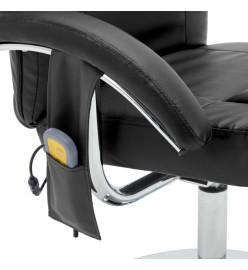 Fauteuil de massage avec repose-pied noir similicuir