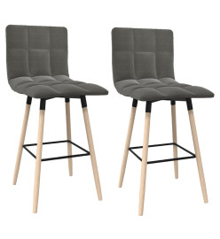 Tabourets de bar lot de 2 gris clair tissu