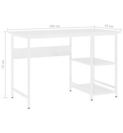 Bureau d'ordinateur Blanc 105x55x72 cm MDF et métal