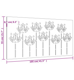 Décoration murale jardin 105x55 cm acier corten design de fleur