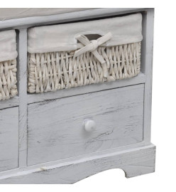 Banc de rangement Blanc 62x33x42 cm Bois de paulownia