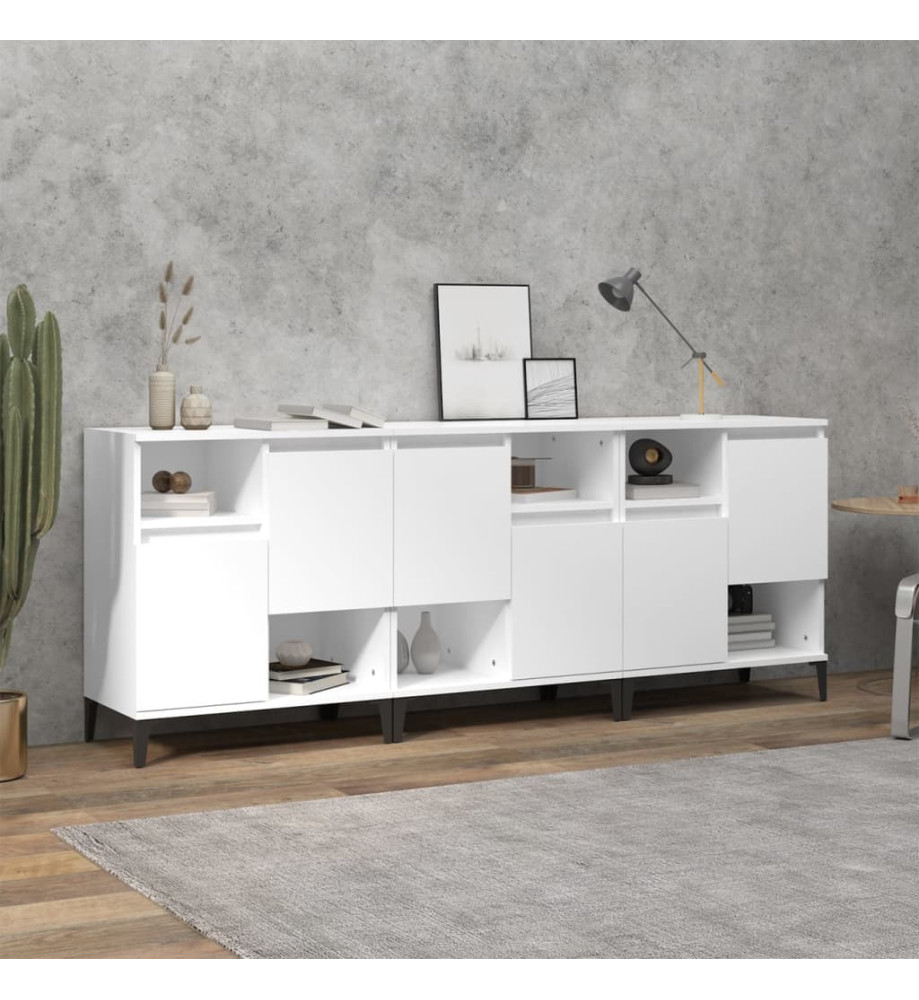 Buffets 3 pcs blanc 60x35x70 cm bois d'ingénierie