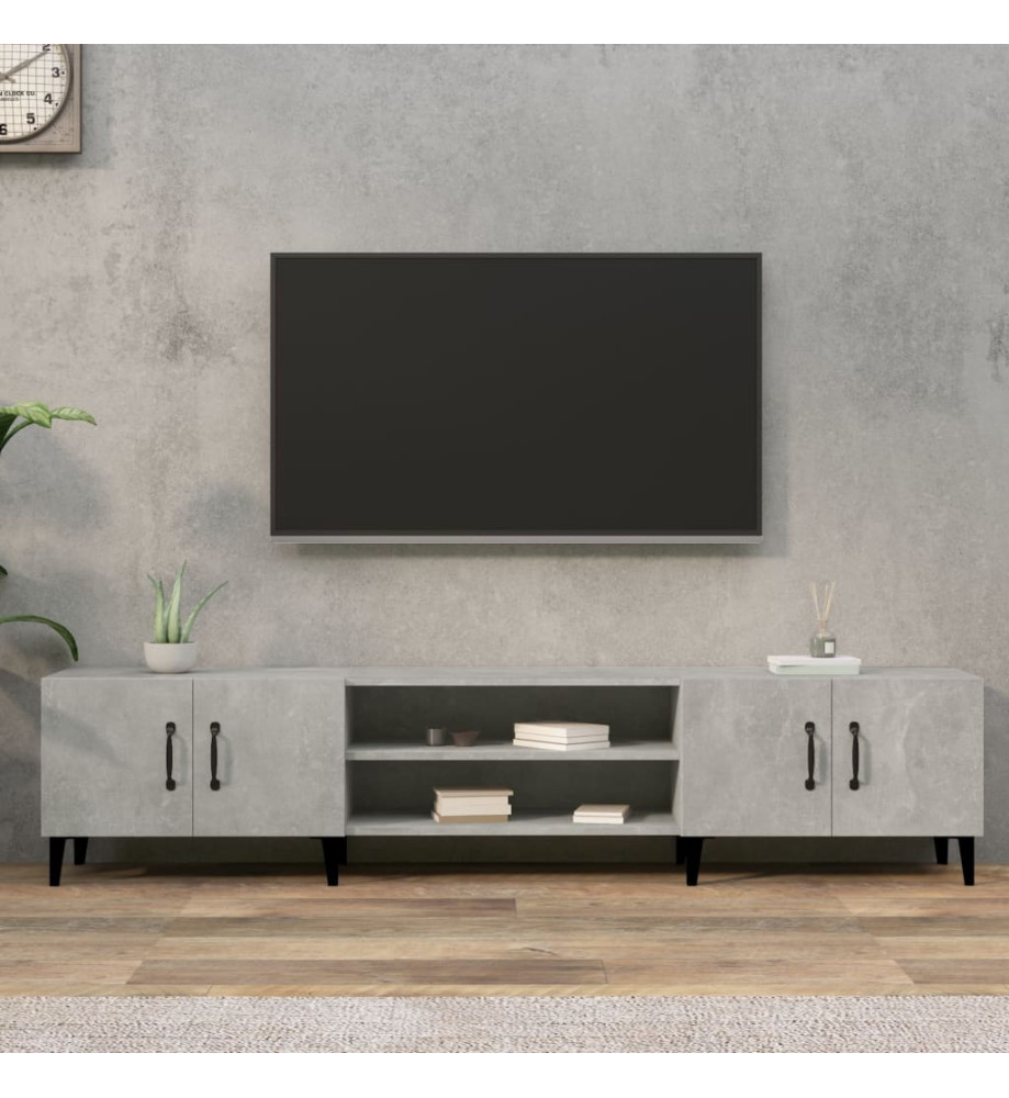 Meuble TV gris béton 180x31,5x40 cm bois d'ingénierie