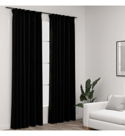 Rideaux occultants aspect lin avec crochets 2pcs Noir 140x245cm