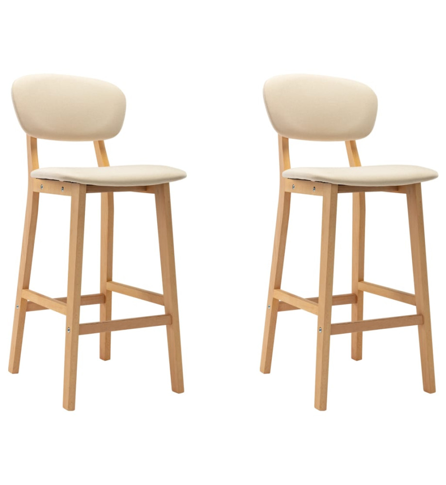 Tabourets de bar lot de 2 crème tissu