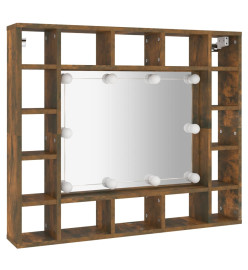 Armoire à miroir avec LED Chêne fumé 91x15x76,5 cm