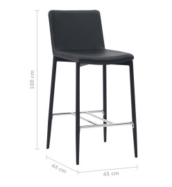 Tabourets de bar lot de 2 noir similicuir