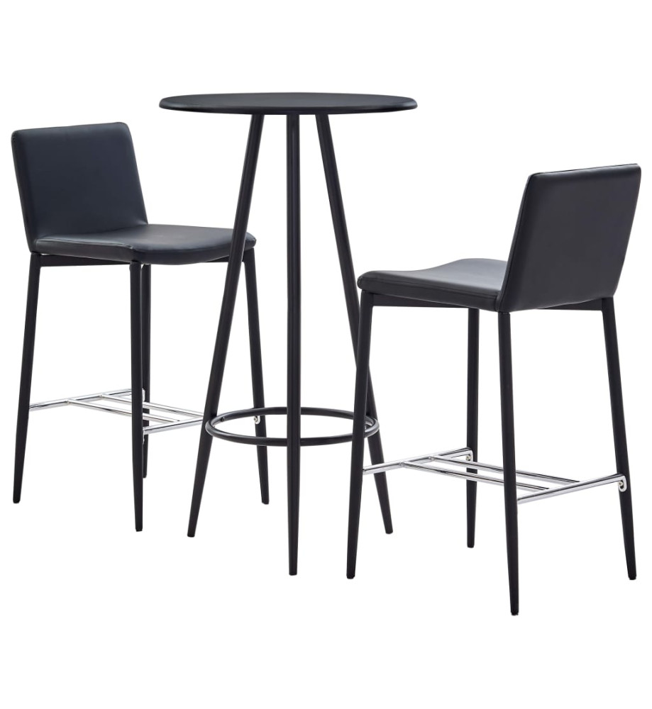 Ensemble de bar 3 pcs Similicuir Noir