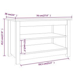 Banc à chaussures Gris 70x38x45,5 cm Bois de pin massif