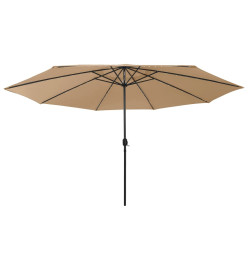 Parasol d'extérieur avec LED et mât en métal 400 cm Taupe