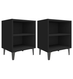 Tables de chevet pieds en métal 2 pcs noir 40x30x50 cm