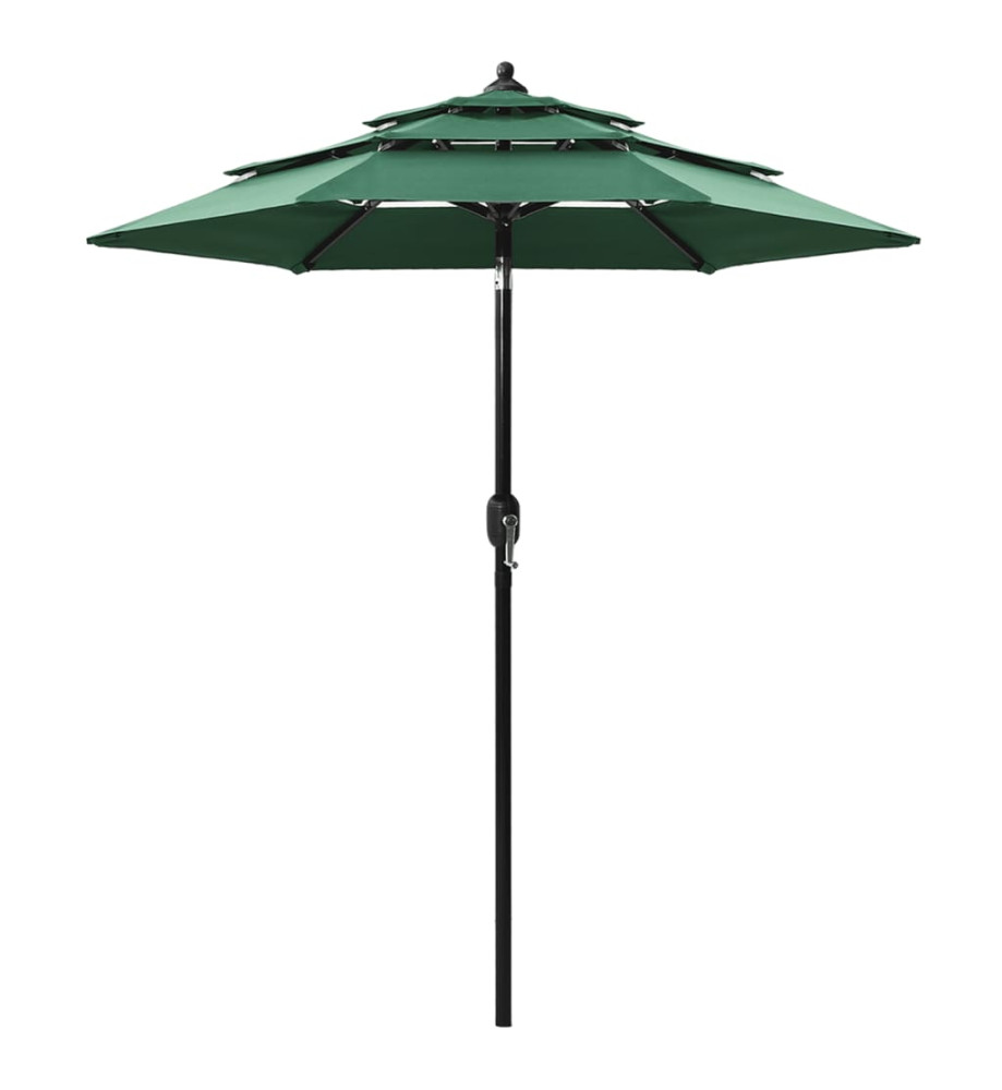 Parasol à 3 niveaux avec mât en aluminium Vert 2 m