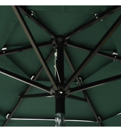 Parasol à 3 niveaux avec mât en aluminium Vert 2 m