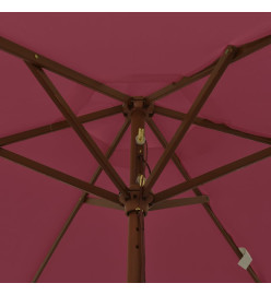 Parasol de jardin avec mât en bois rouge bordeaux 196x231 cm