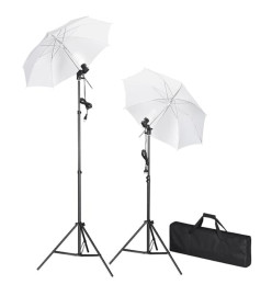 Kit de studio photo avec lampes pieds et parapluies