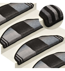 Tapis d'escalier autoadhésifs 10 pcs 65x21x4 cm Noir et gris