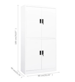 Armoire de bureau Blanc 90x40x180 cm Acier