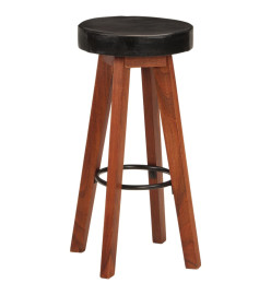 Tabourets de bar 2 pcs Cuir véritable et bois d'acacia solide