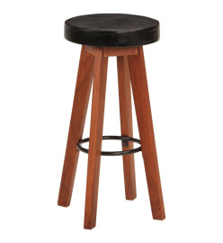 Tabourets de bar 2 pcs Cuir véritable et bois d'acacia solide