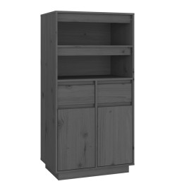 Buffet haut Gris 60x40x116,5 cm Bois massif de pin