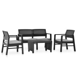 Salon de jardin 4 pcs avec coussins Plastique Anthracite